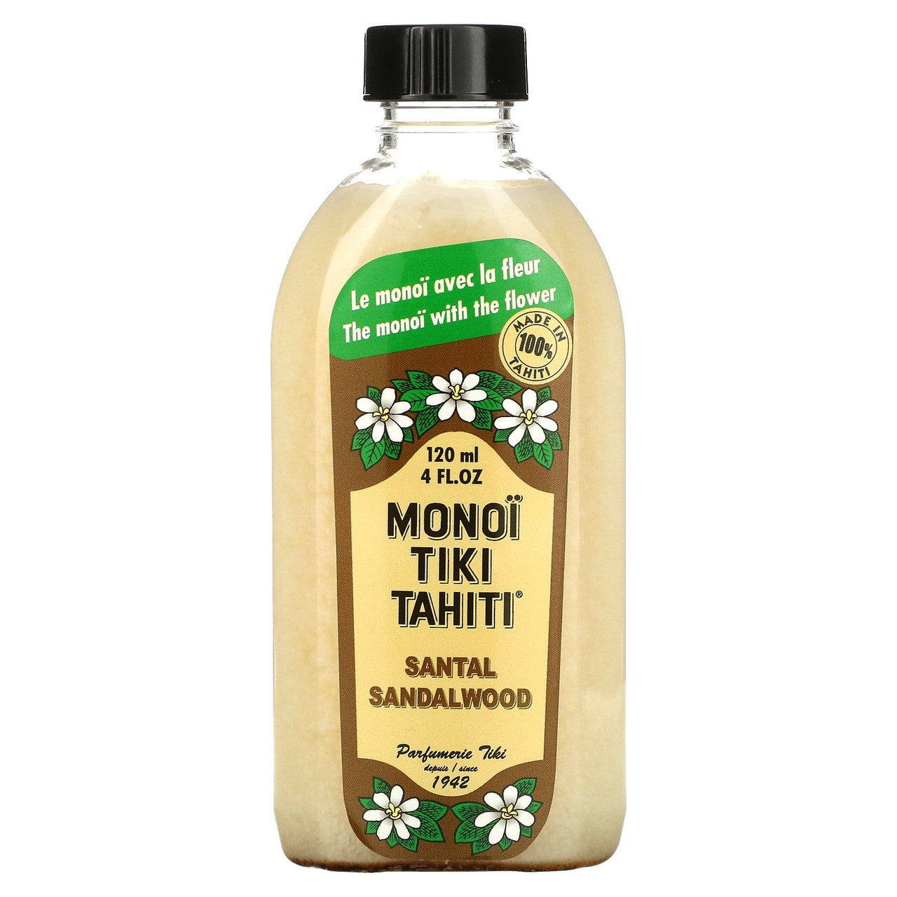 Monoi Tiare Tahiti Santal Sandalwood Coconut Oil For Healthy Skin, 4 Oz
